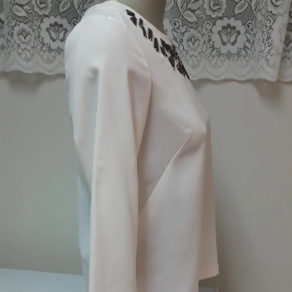 MEXX Women's Cream Blouse with Mirror-Embellished Neckline - Picture 2 of 9